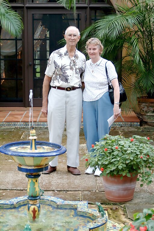 Willard and Margaret Elsberry standing together at Bok Tower Gardens
